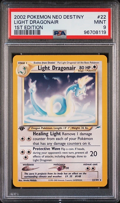 2002 Pokemon Neo Destiny 22 Light Dragonair 1st Edition PSA 9