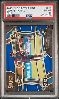 2023-24 Panini Select La Liga 229 Lamine Yamal Blue PSA 10