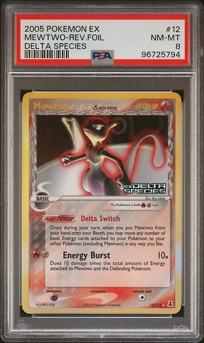 2005 Pokemon Ex Delta Species 12 Mewtwo-reverse Foil PSA 8