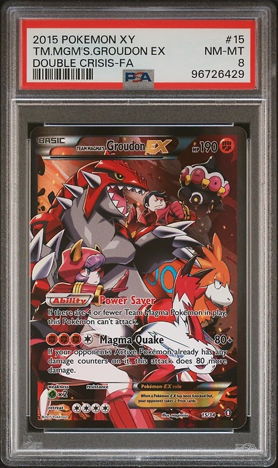 2015 Pokemon Xy Double Crisis 15 Full Art/team Magma's Groudon Ex PSA 8