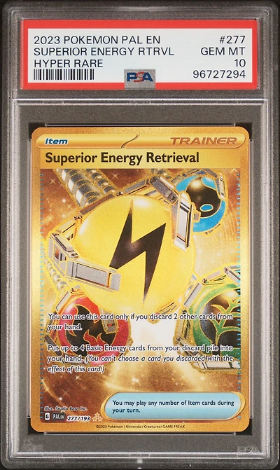 2023 Pokemon Pal En-paldea Evolved 277 Superior Energy Retrieval Hyper Rare PSA 10