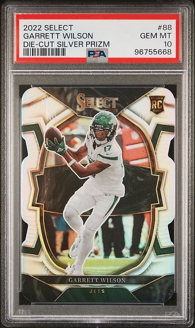 2022 Panini Select 88 Garrett Wilson Die-cut Silver Prizm PSA 10