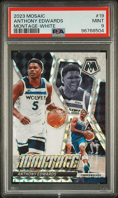 2023 Panini Mosaic Montage 19 Anthony Edwards White PSA 9