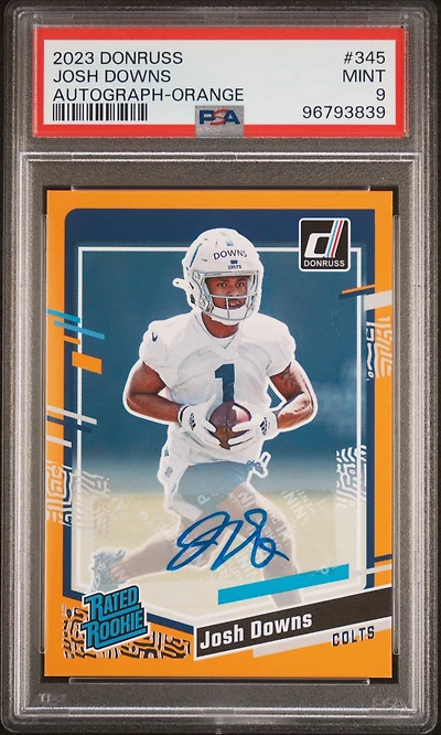 2023 Panini Donruss 345 Josh Downs Autograph-orange PSA 9