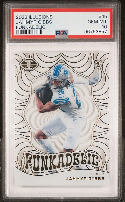 2023 Panini Illusions Funkadelic 15 Jahmyr Gibbs PSA 10
