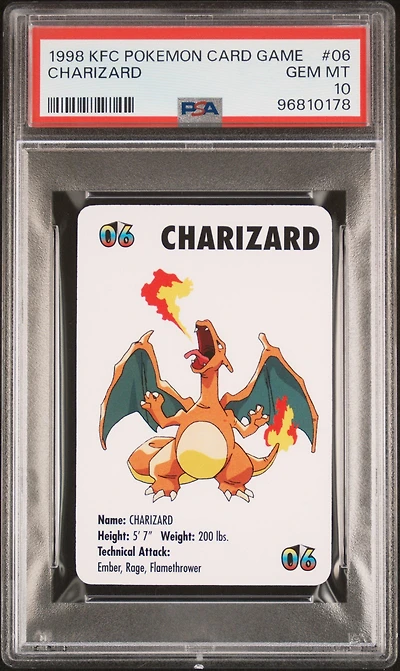 1998 Kfc Pokemon Card Game 06 Charizard PSA 10