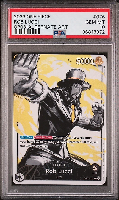 2023 One Piece Pillars Of Strength 076 Rob Lucci Alternate Art PSA 10