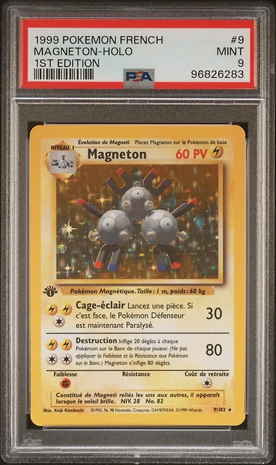 1999 Pokemon French 9 Magneton-holo 1st Edition PSA 9
