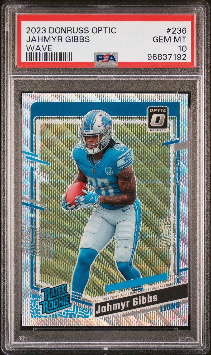 2023 Panini Donruss Optic 236 Jahmyr Gibbs Wave PSA 10