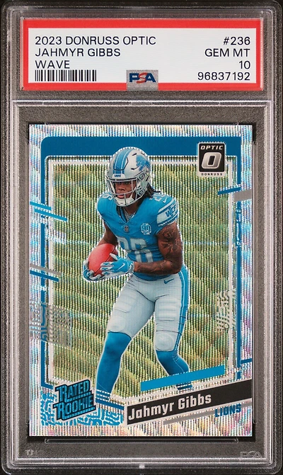2023 Panini Donruss Optic 236 Jahmyr Gibbs Wave PSA 10