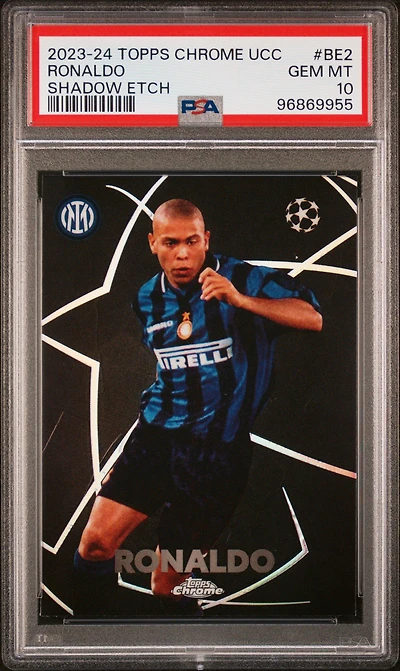 2023-24 Topps Chrome Uefa Club Competitions Shadow Etch Be2 Ronaldo PSA 10