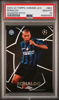 2023-24 Topps Chrome Uefa Club Competitions Shadow Etch Be2 Ronaldo PSA 10