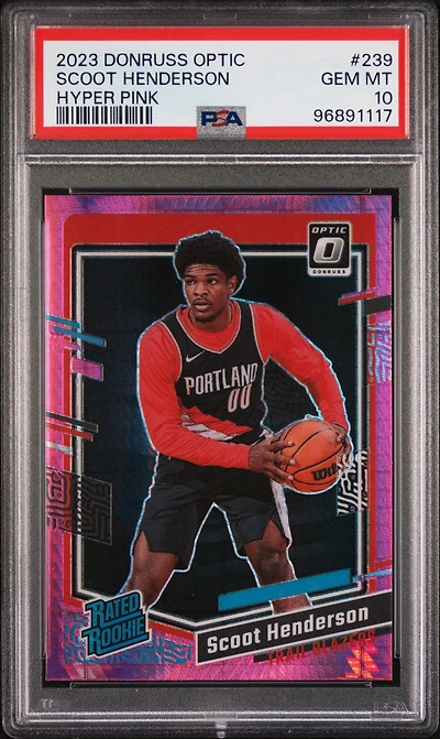 2023 Panini Donruss Optic 239 Scoot Henderson Hyper Pink PSA 10