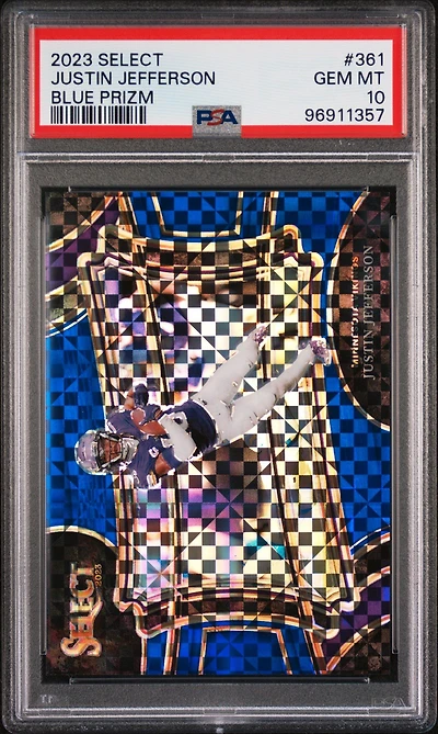 2023 Panini Select 361 Justin Jefferson Blue Prizm PSA 10