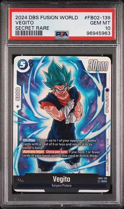 2024 Dragon Ball Super Card Game Fusion World Blazing Aura Fb02-139 Vegito Secret Rare PSA 10