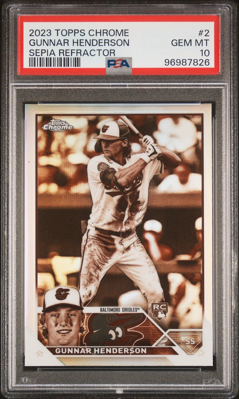 2023 Topps Chrome 2 Gunnar Henderson Sepia Refractor PSA 10