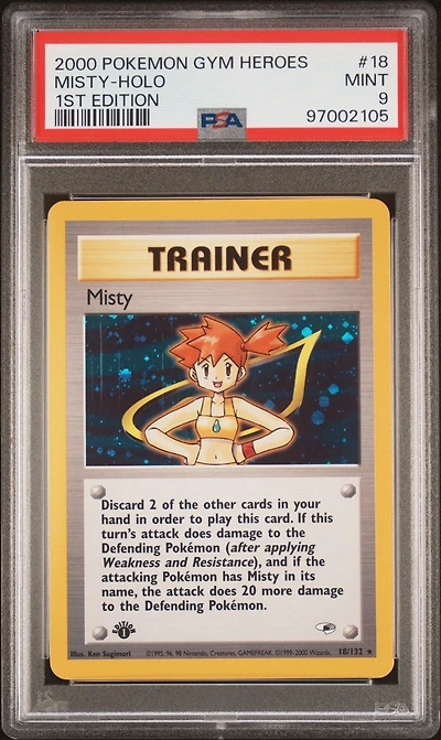 2000 Pokemon Gym Heroes 18 Misty-holo 1st Edition PSA 9