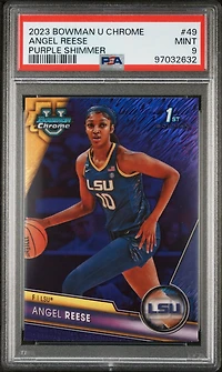 2023 Bowman University Chrome 49 Angel Reese Purple Shimmer PSA 9