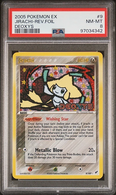 2005 Pokemon Ex Deoxys 9 Jirachi-reverse Foil PSA 8