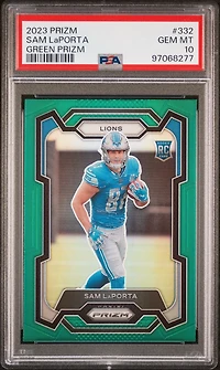 2023 Panini Prizm 332 Sam Laporta Green Prizm PSA 10