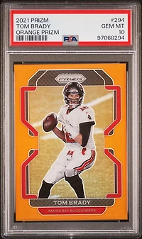 2021 Panini Prizm 294 Tom Brady Orange Prizm PSA 10