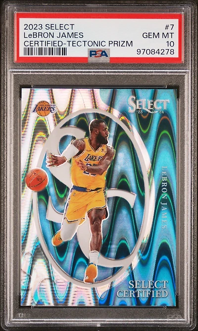 2023 Panini Select Select Certified 7 Lebron James Tectonic Prizm PSA 10