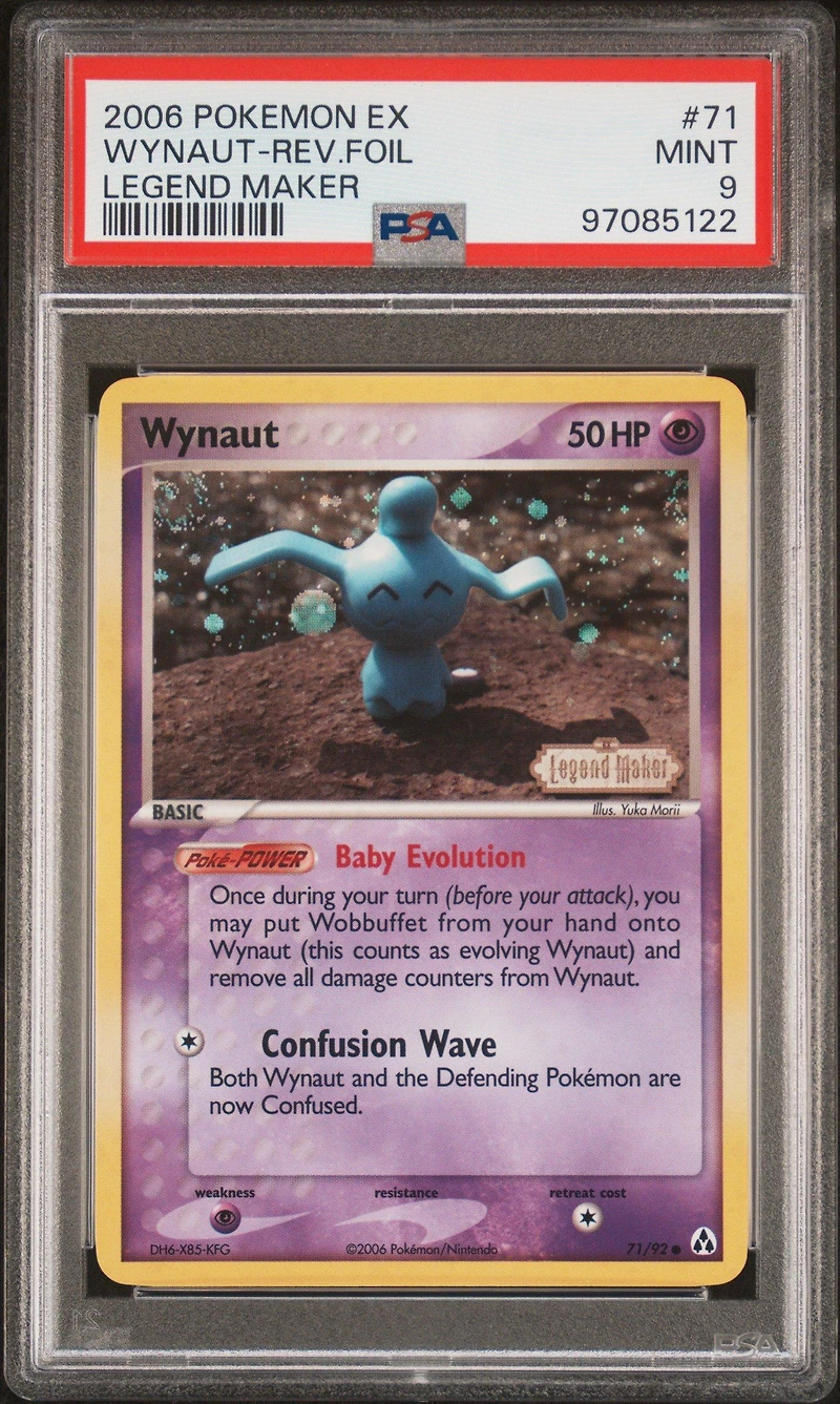 2006 Pokemon Ex Legend Maker 71 Wynaut-reverse Foil PSA 9