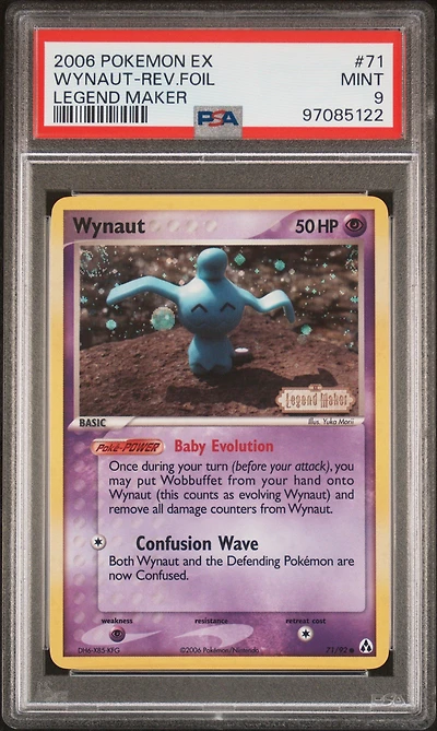 2006 Pokemon Ex Legend Maker 71 Wynaut-reverse Foil PSA 9