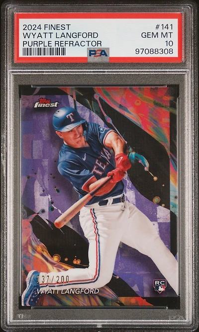 2024 Topps Finest 141 Wyatt Langford Purple Refractor PSA 10