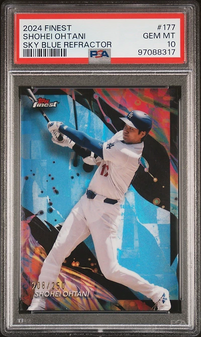 2024 Topps Finest 177 Shohei Ohtani Sky Blue Refractor PSA 10