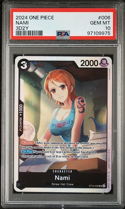 2024 One Piece Starter Deck St14-3d2y 006 Nami PSA 10