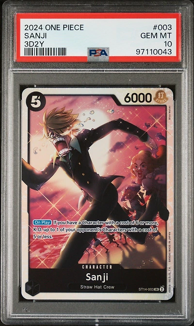 2024 One Piece Starter Deck-3d2y 003 Sanji PSA 10