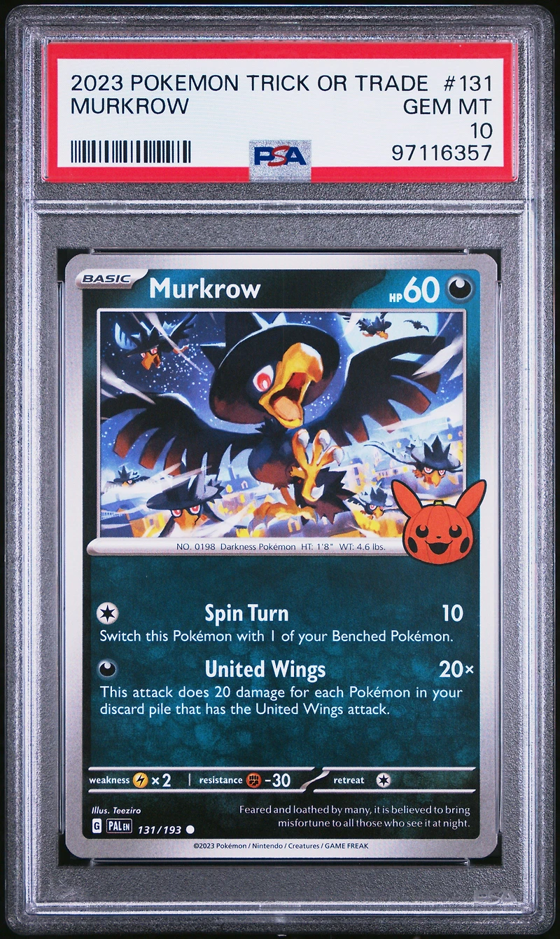 2023 Pokemon Trick Or Trade 131 Murkrow PSA 10