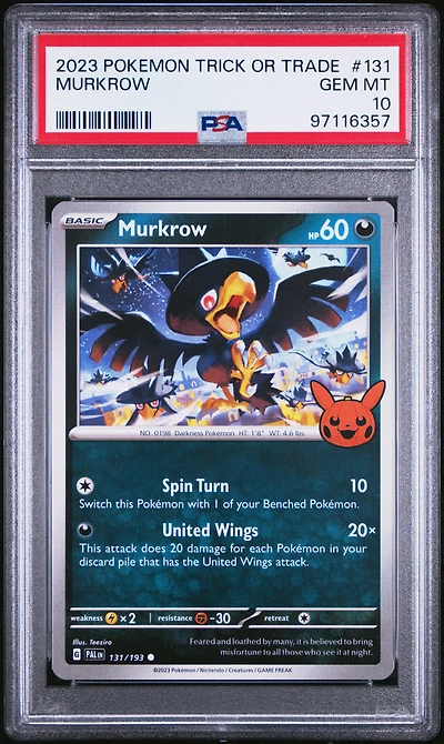2023 Pokemon Trick Or Trade 131 Murkrow PSA 10