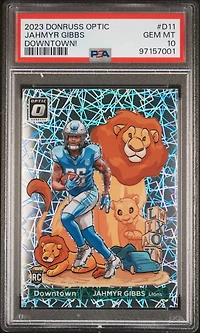 2023 Panini Donruss Optic Downtown! D11 Jahmyr Gibbs PSA 10