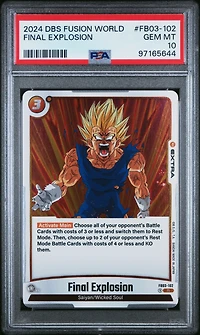 2024 Dragon Ball Super Card Game Fusion World Raging Roar Fb03-102 Final Explosion PSA 10