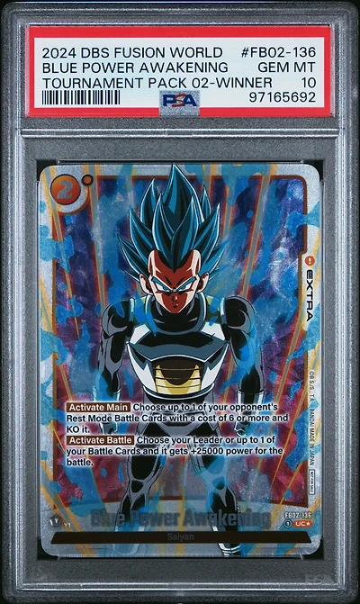 2024 Dragon Ball Super Card Game Fusion World Tournament Pack 02-winner Fb02-136 Blue Power Awakening PSA 10