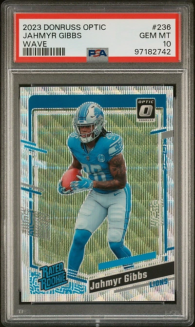2023 Panini Donruss Optic 236 Jahmyr Gibbs Wave PSA 10