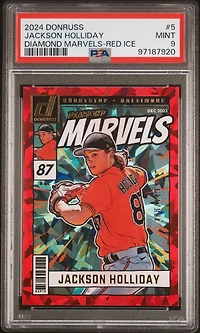 2024 Panini Donruss Diamond Marvels 5 Jackson Holliday Red Ice PSA 9