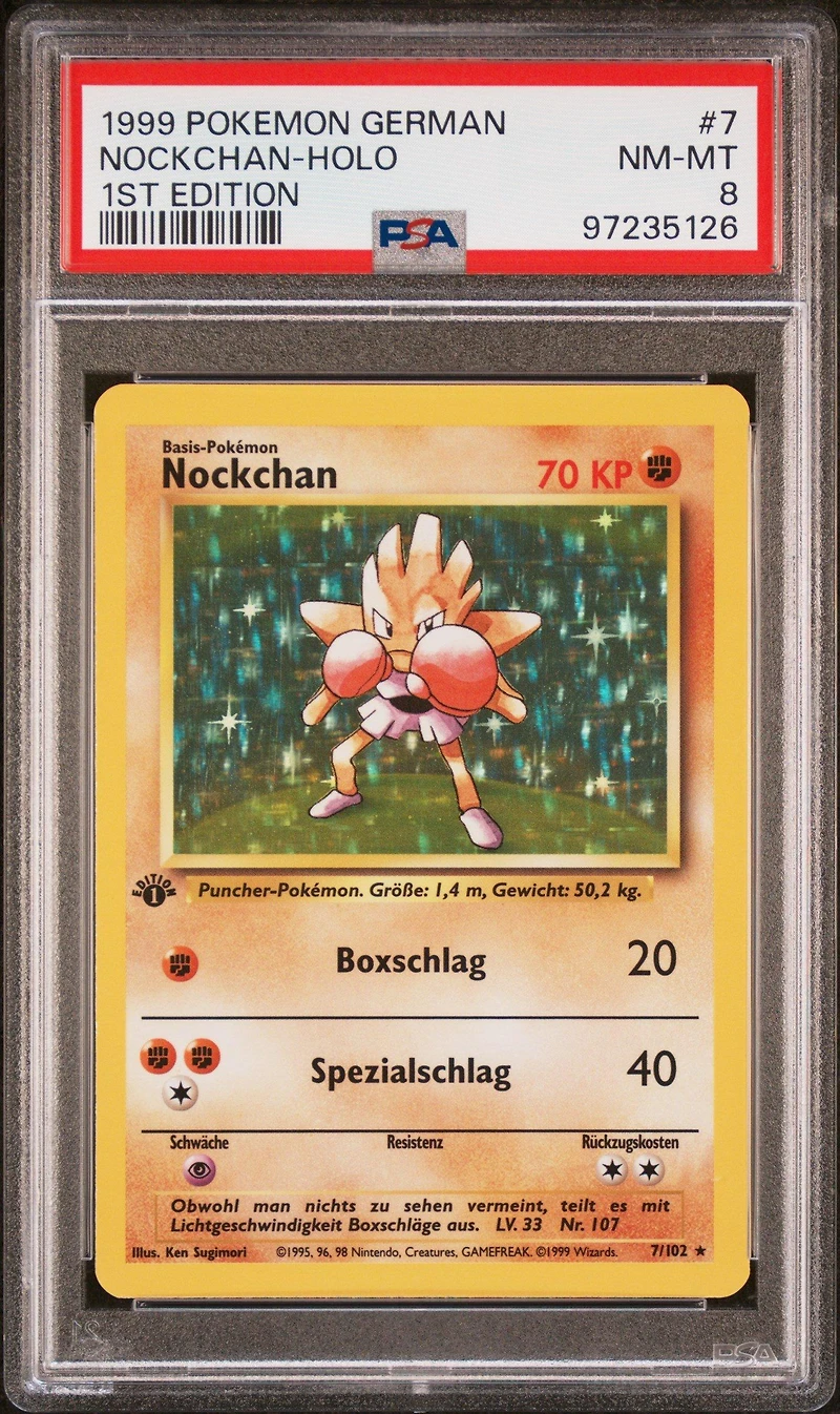 1999 Pokemon German 7 Nockchan-holo 1st Edition PSA 8