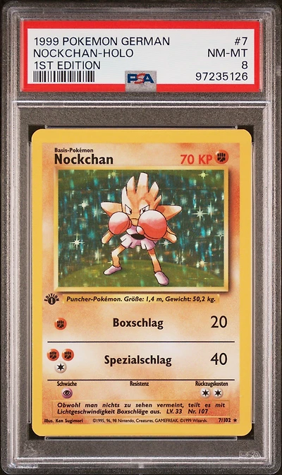 1999 Pokemon German 7 Nockchan-holo 1st Edition PSA 8