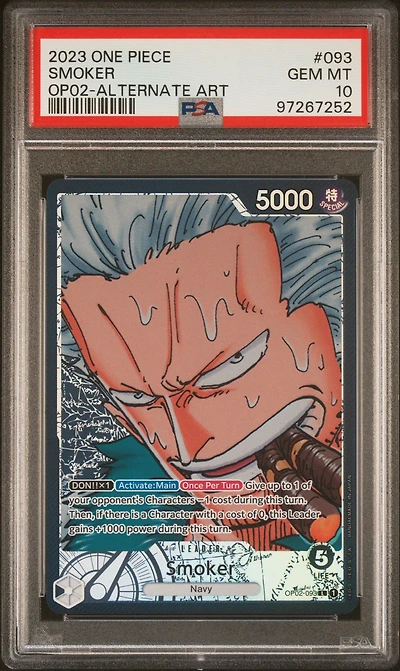 2023 One Piece Op02-paramount War 093 Smoker Alternate Art PSA 10