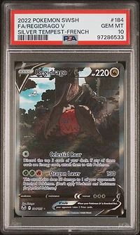 2022 Pokemon Sword & Shield Silver Tempest 184 Full Art/regidrago V French PSA 10