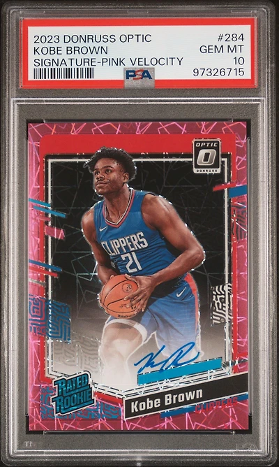 2023 Panini Donruss Optic 284 Kobe Brown Signature-pink Velocity PSA 10
