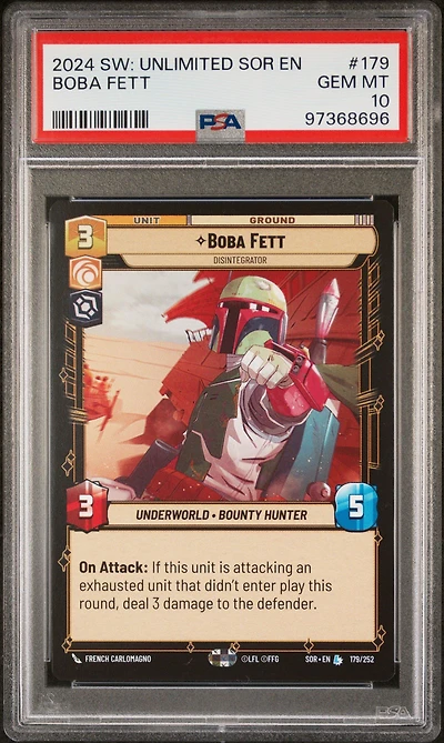 2024 Star Wars: Unlimited Spark Of Rebellion 179 Boba Fett, Disintegrator PSA 10