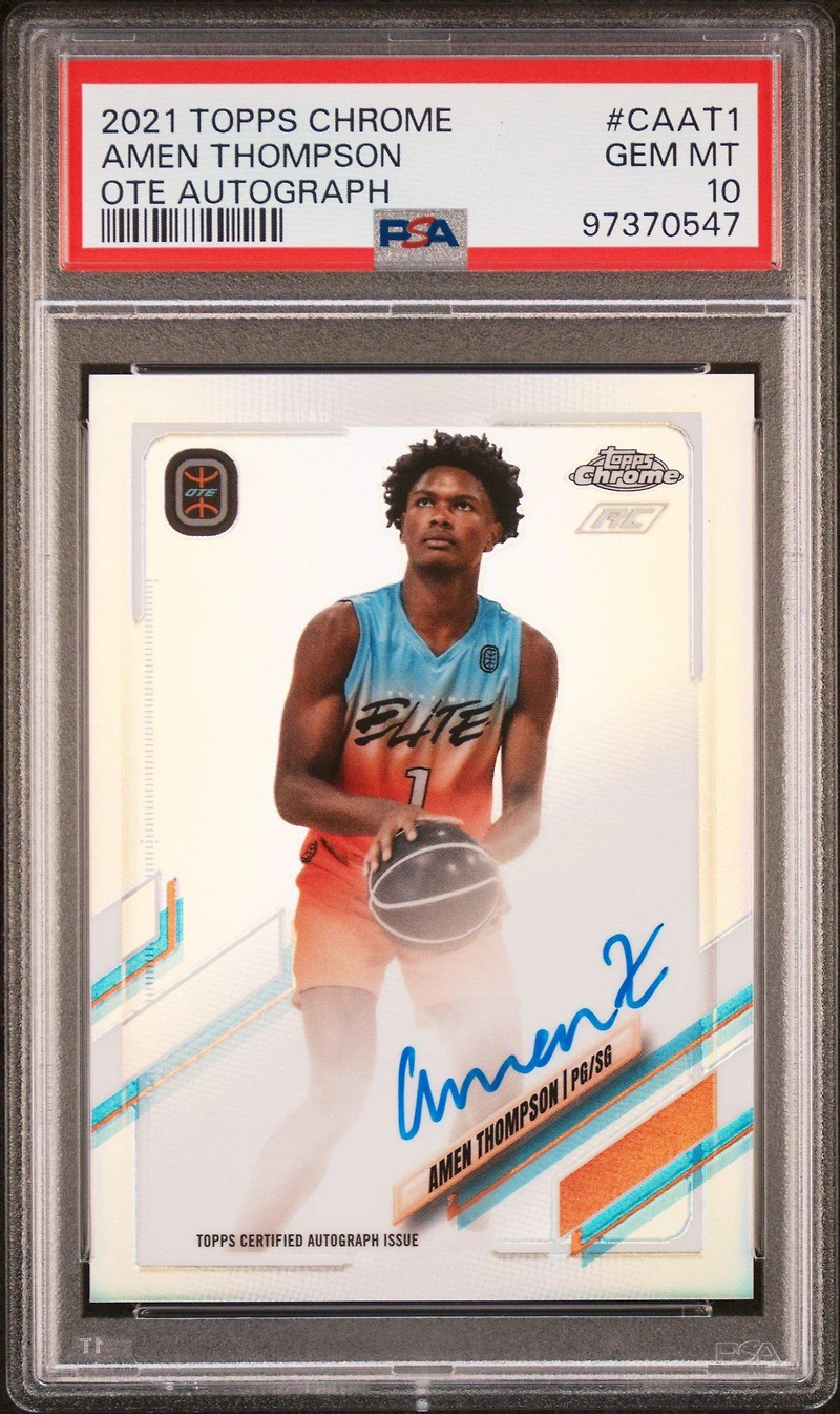 2021 Topps Chrome Overtime Elite Autographs Caat1 Amen Thompson PSA 10
