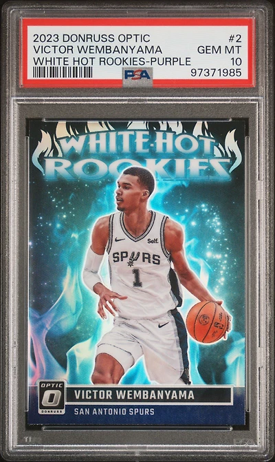 2023 Panini Donruss Optic White Hot Rookies 2 Victor Wembanyama Purple PSA 10