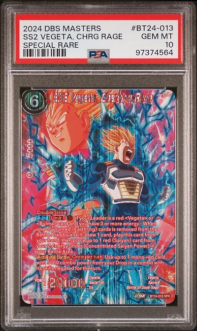 2024 Dragon Ball Super Card Game Masters Series 24 Beyond Generations Bt24-013 Ss2 Vegeta, Charging Rage Special Rare PSA 10