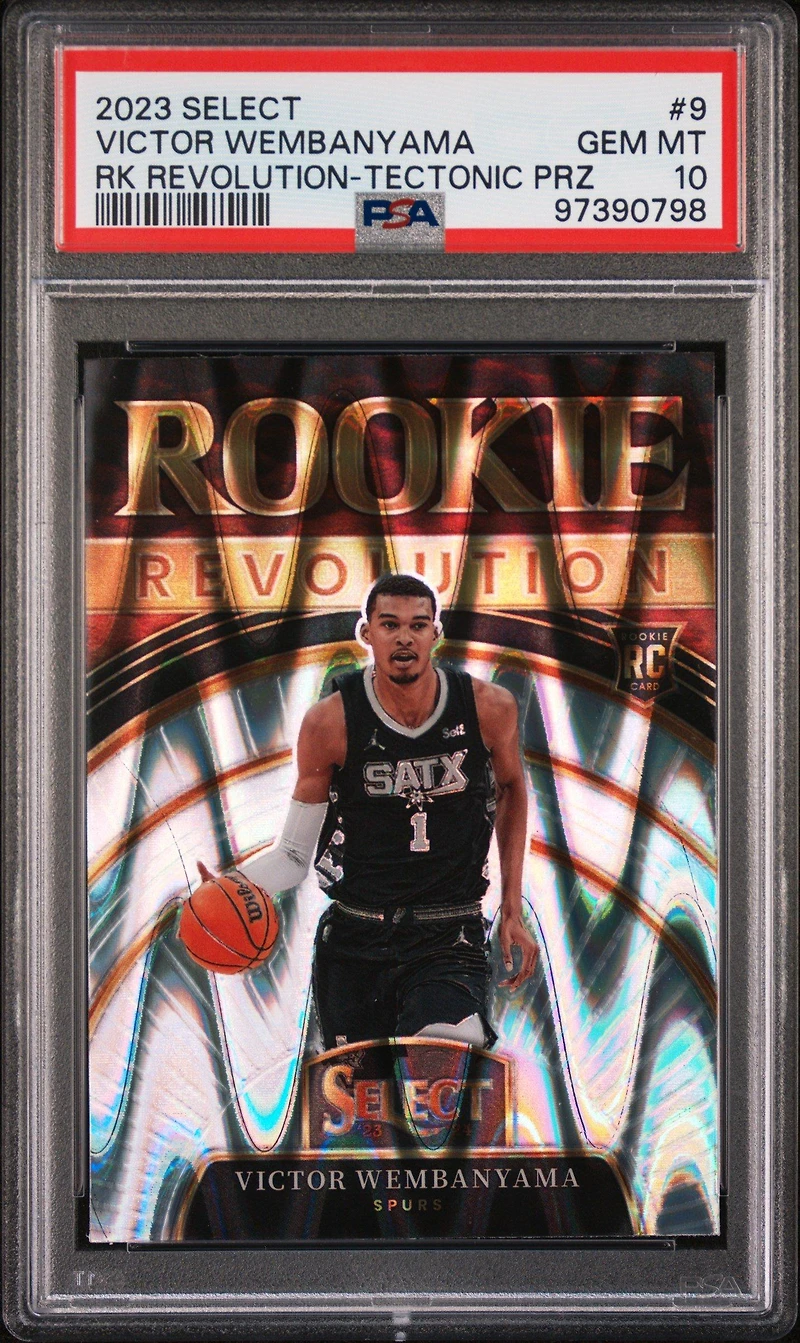 2023 Panini Select Rookie Revolution 9 Victor Wembanyama Tectonic Prizm PSA 10