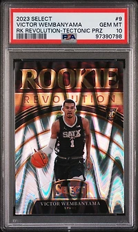 2023 Panini Select Rookie Revolution 9 Victor Wembanyama Tectonic Prizm PSA 10